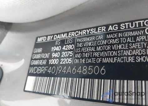 2004 Mercedes-Benz C 230 Kompressor Sport/Sport из США, поврежденный, VIN WDBRF40J94A648506